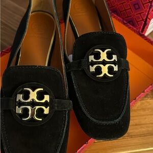 Tory Burch Black Loafers with Gold Logo